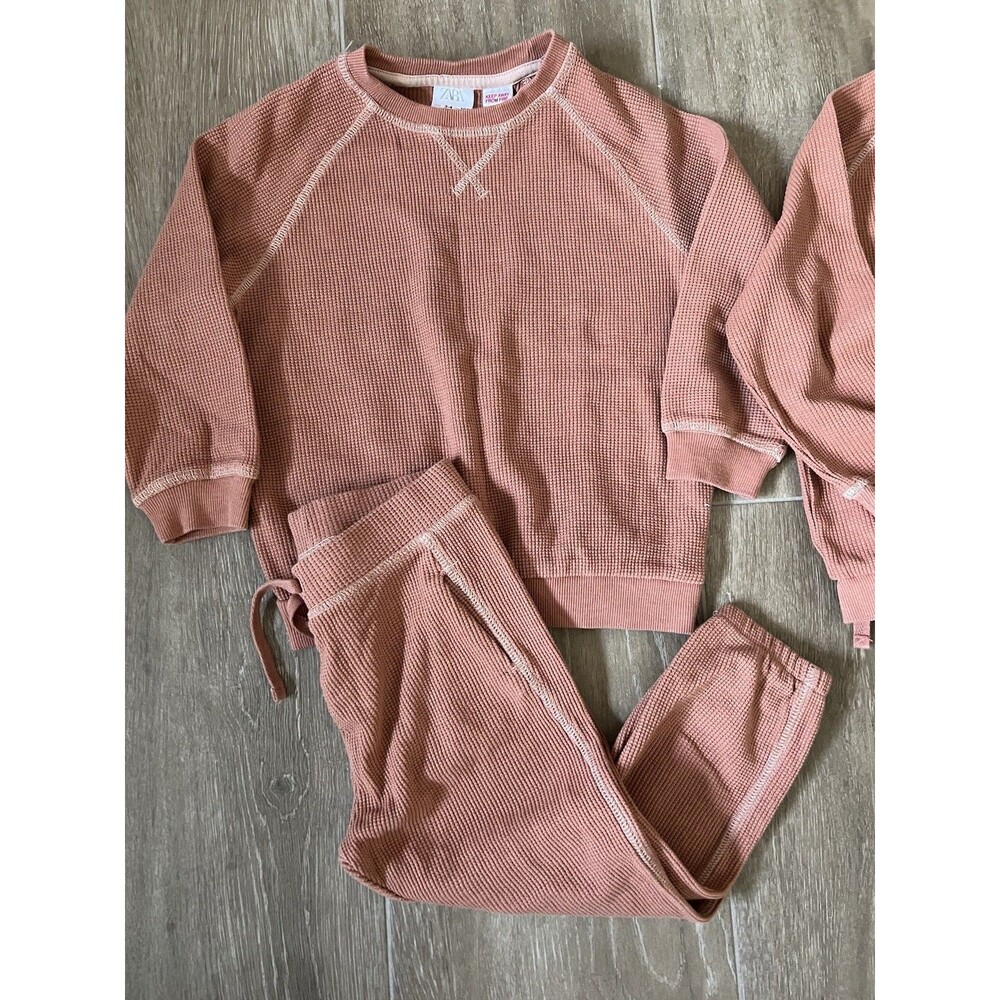 ZARA BASIC WAFFLE SET  - Orange 3/4 Unisex Boys Girls
